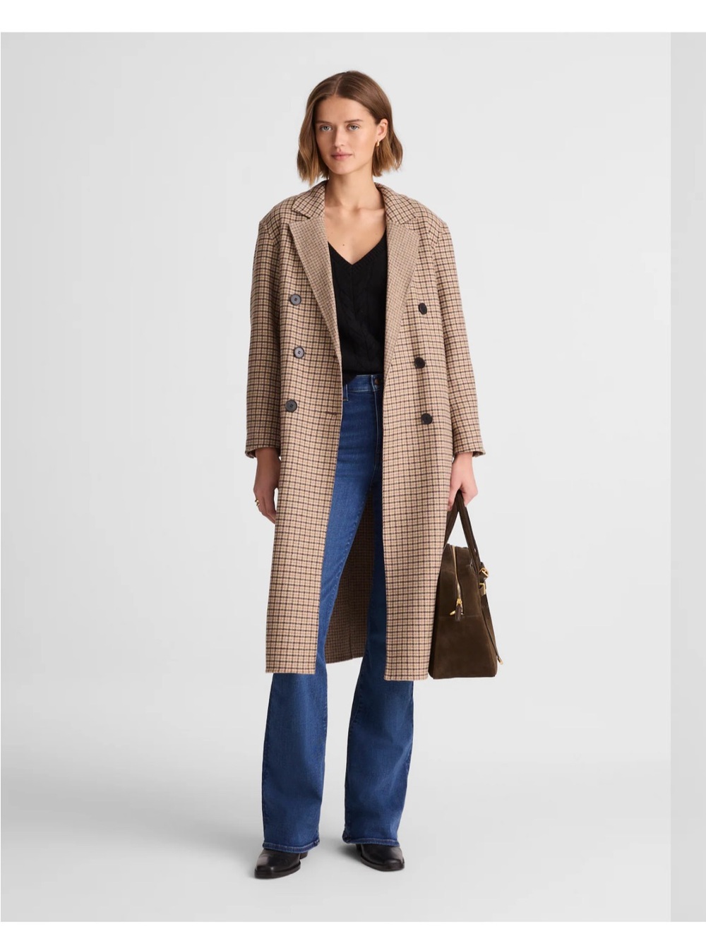 Madewell Double Faced Brushed Wool Blend Long Coat Unlined XL New